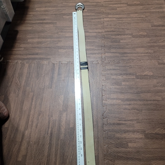 Chicos Chunky Black Leather Belt Adjustable Waist Silver Clasp Buckle Size M/L - Picture 9 of 13